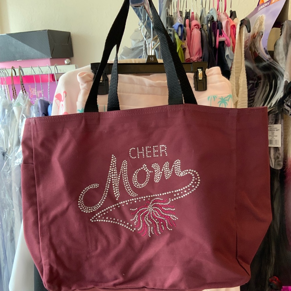 Swain Maroon Devil colors, Maroon “cheer MOM” tote. Excellent condition.